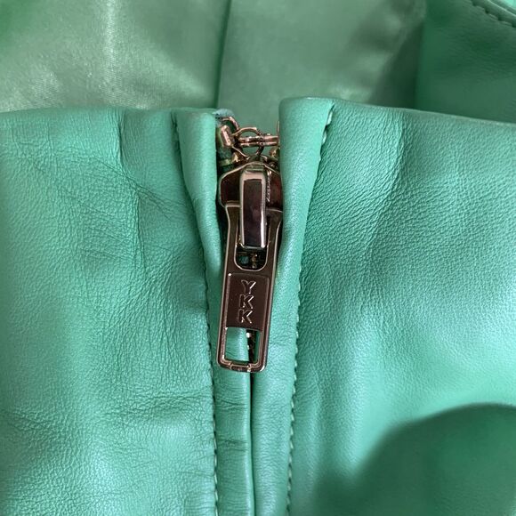 Lovers and Friends Valletta Leather Dress Women S Green Mini Lambswool Party Fun - Picture 12 of 14